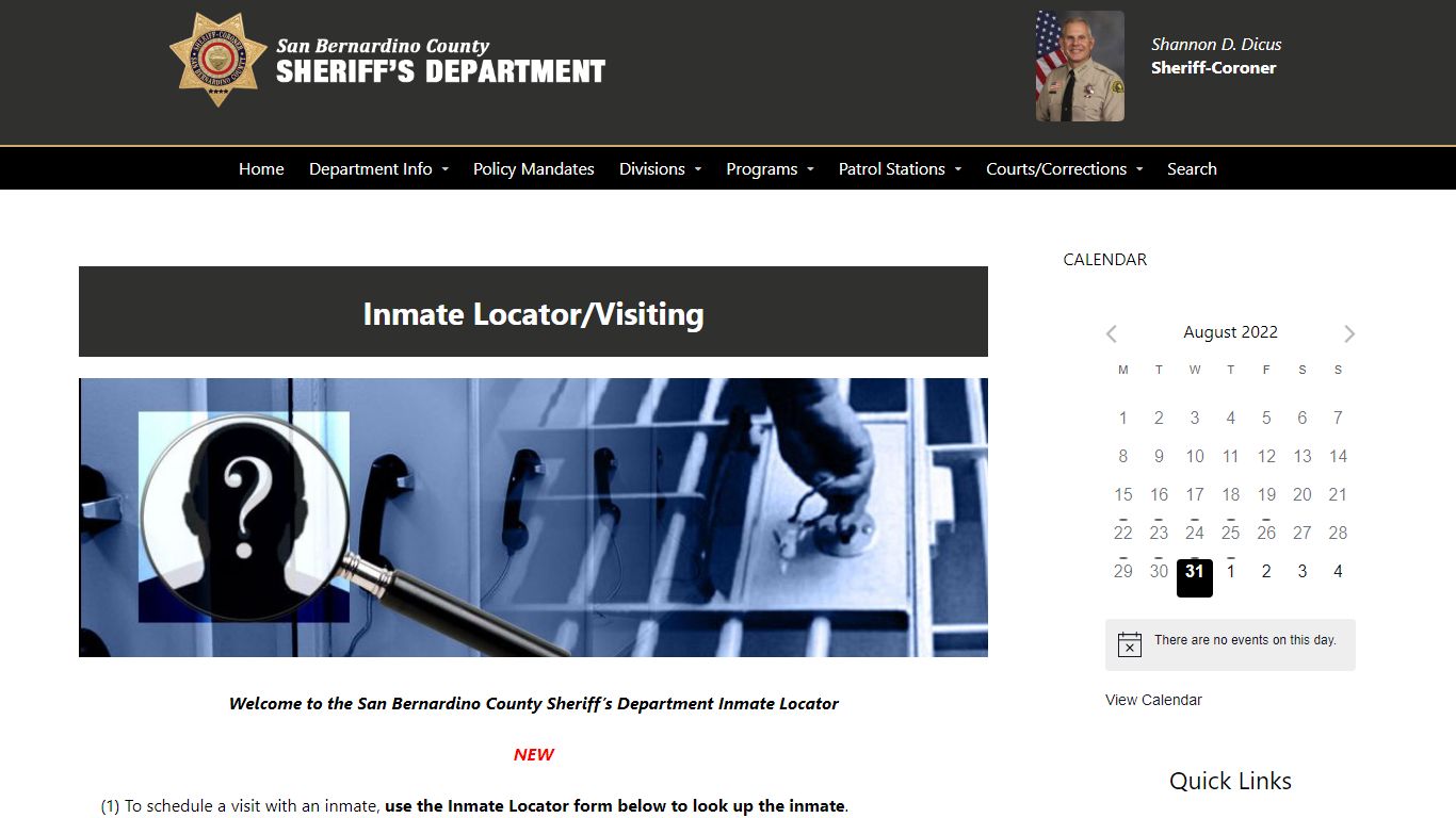 Inmate Locator – San Bernardino County Sheriff's Department